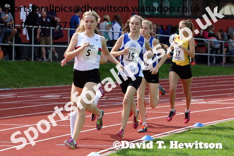 Womens 1500 metres at the Northern Inter-Counties under-17s and 15s at Witton Park, Blackburn. Photo: David T. Hewitson/Sports for All Pics